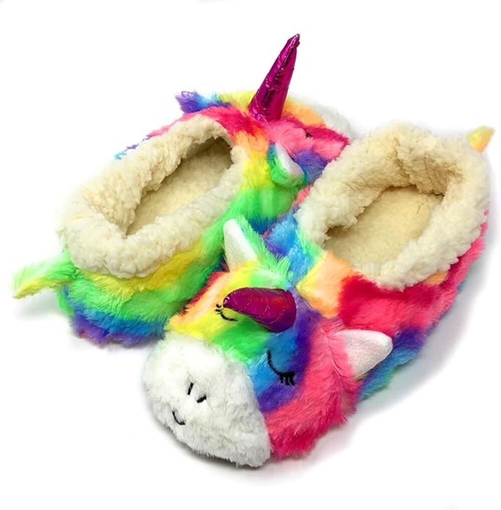 Oooh Geez Oooh Yeah Unicorn Sherpa Non-Slip Slippers, size Small (5-6), NEW